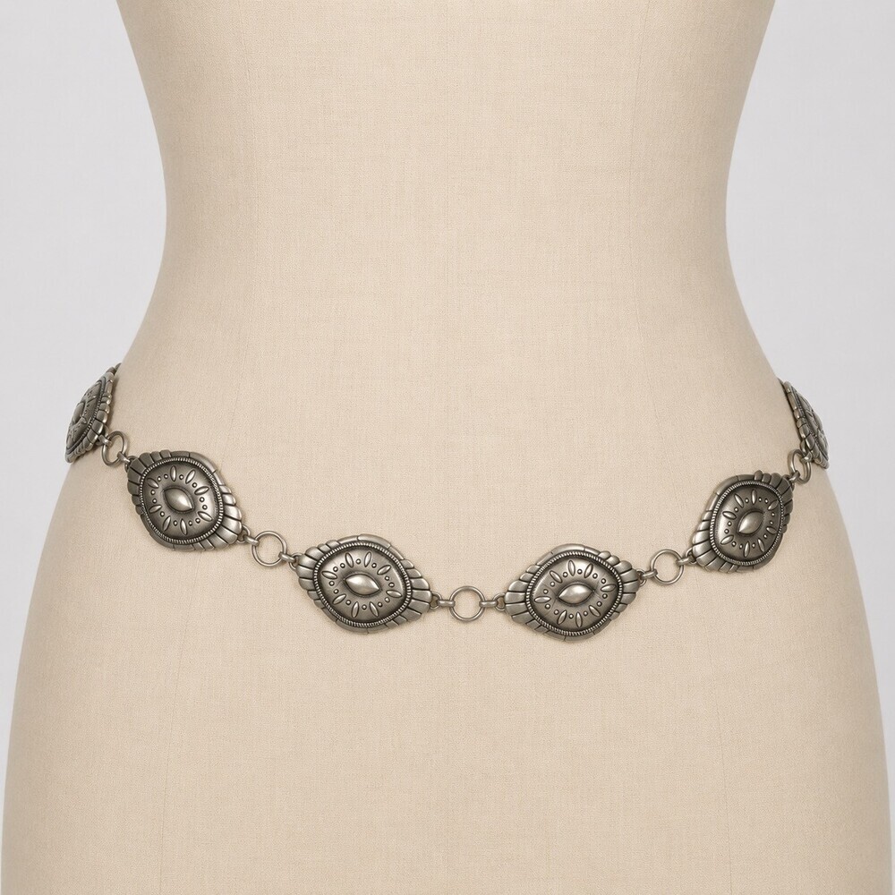 Idyllwind Silver Tone Concho Chain Belt Women Western Boho Adjustable